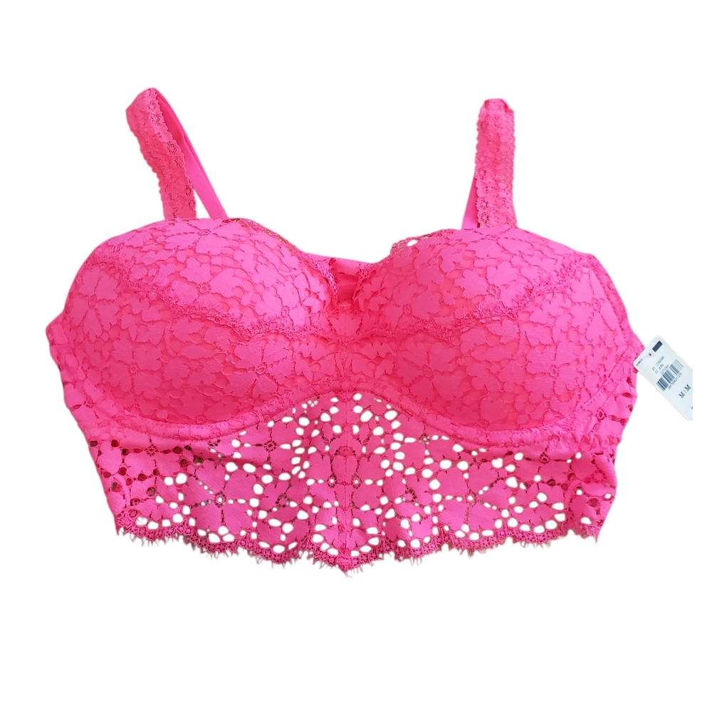 Victoria Secret Pink Push Up Lace Bralette Women's Bra Size Medium 36A-C/34C-D
